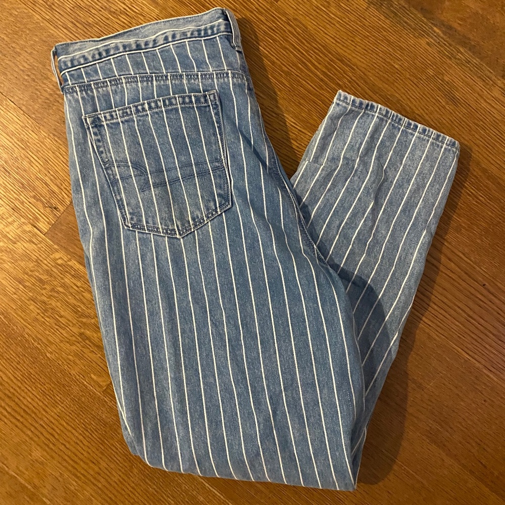 AE Pin Stripped Mom Jeans